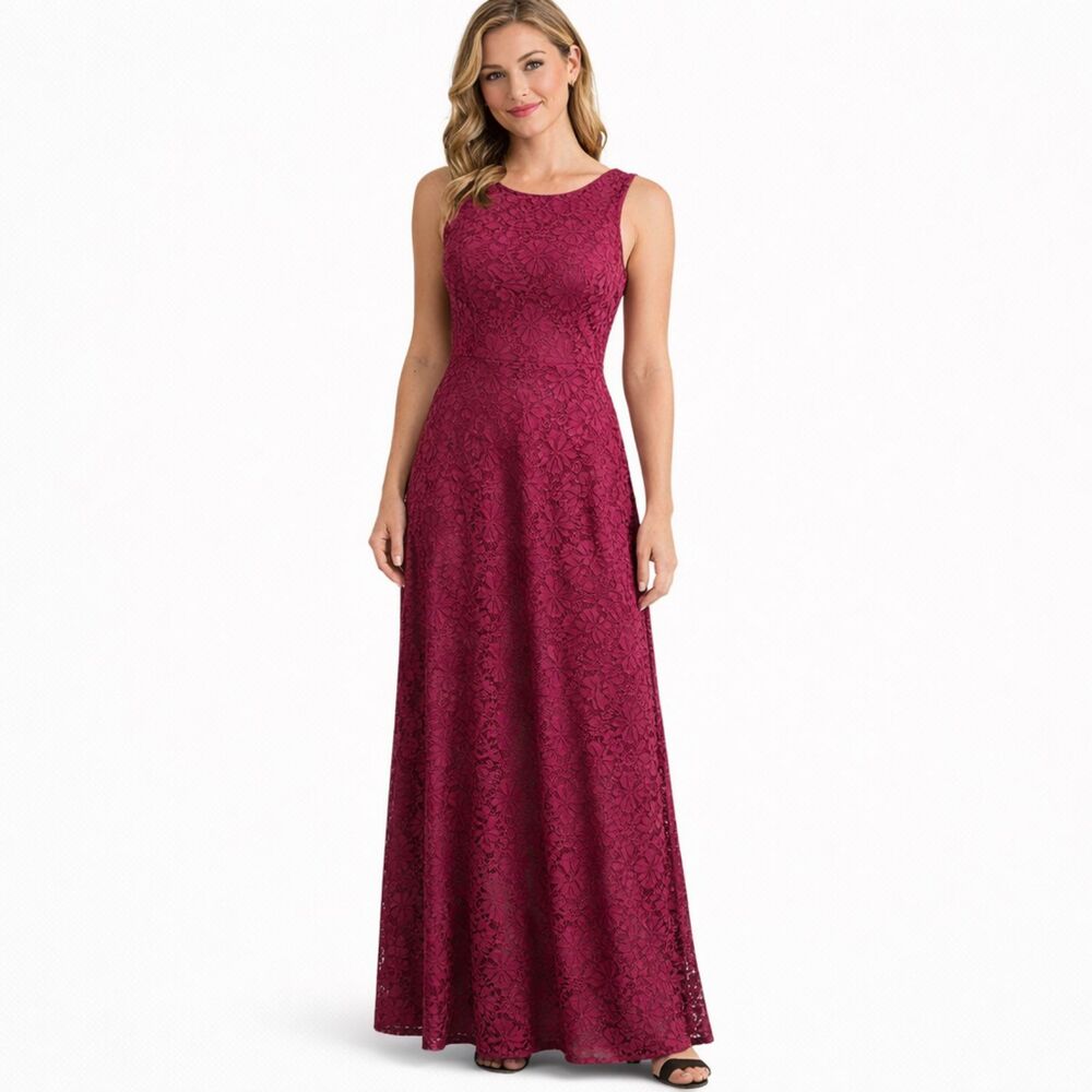Lulu's Bridesmaid Lace Scoop Back Maxi Dress M